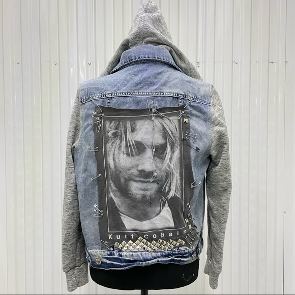 custom kurt cobain nirvana band t denim jacket - Picture 3 of 9